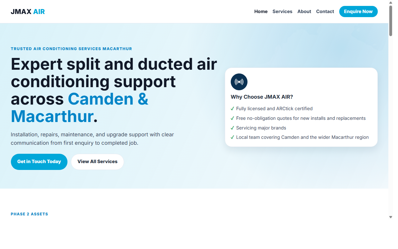JMAX AIR — air conditioning services website